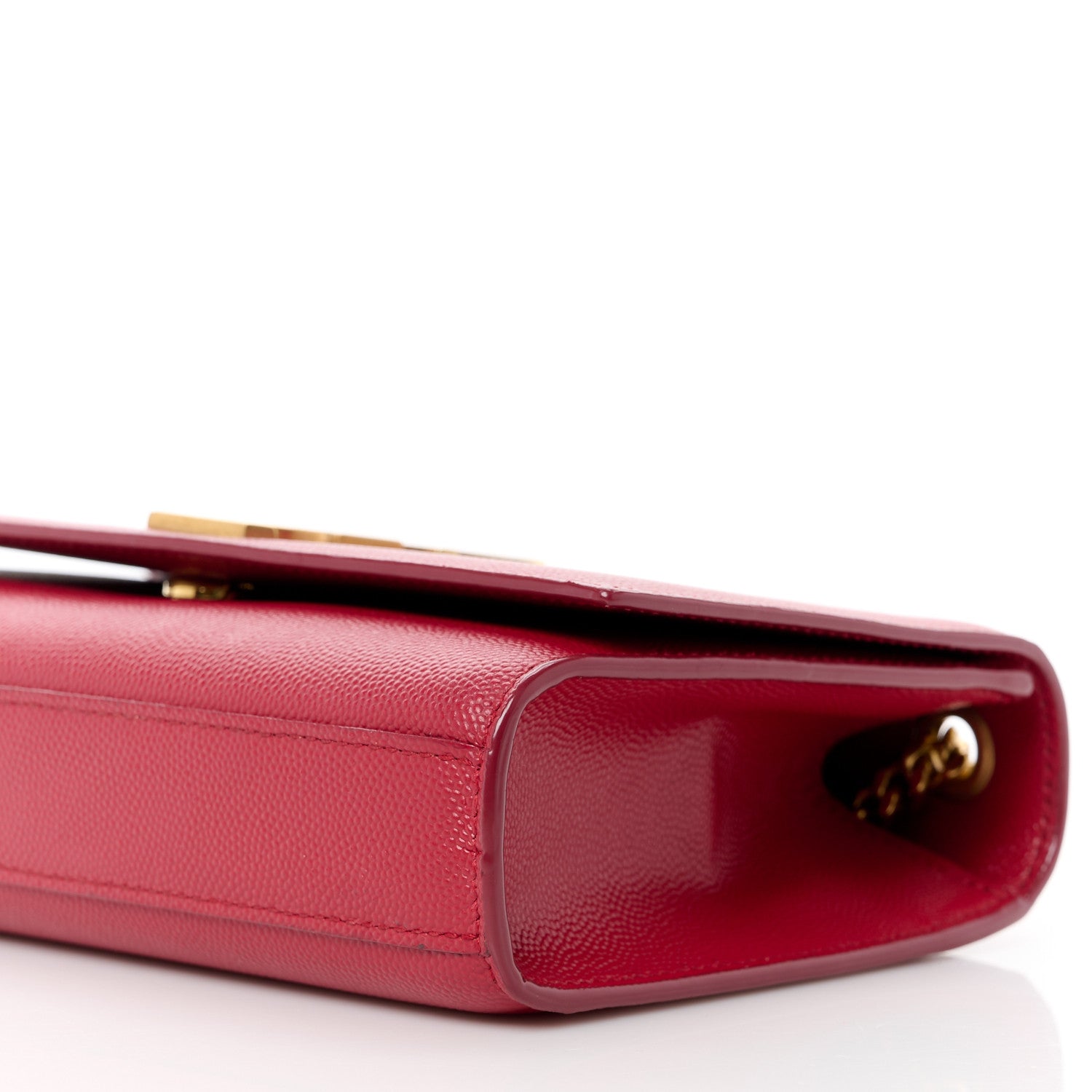 Saint Laurent Grain De Poudre Small Deconstructed Monogram Kate Satchel Red 11 of 13