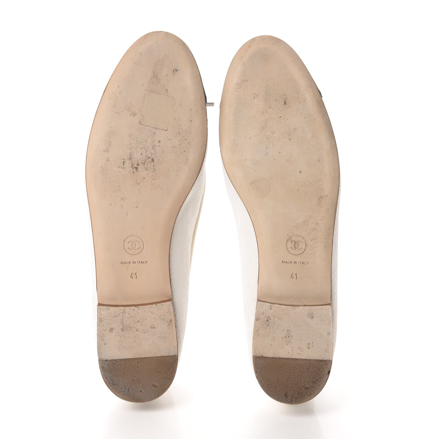 Chanel Fabric Glitter Grosgrain Cap Toe CC Ballerina Flats 41 White Black 6 of 13