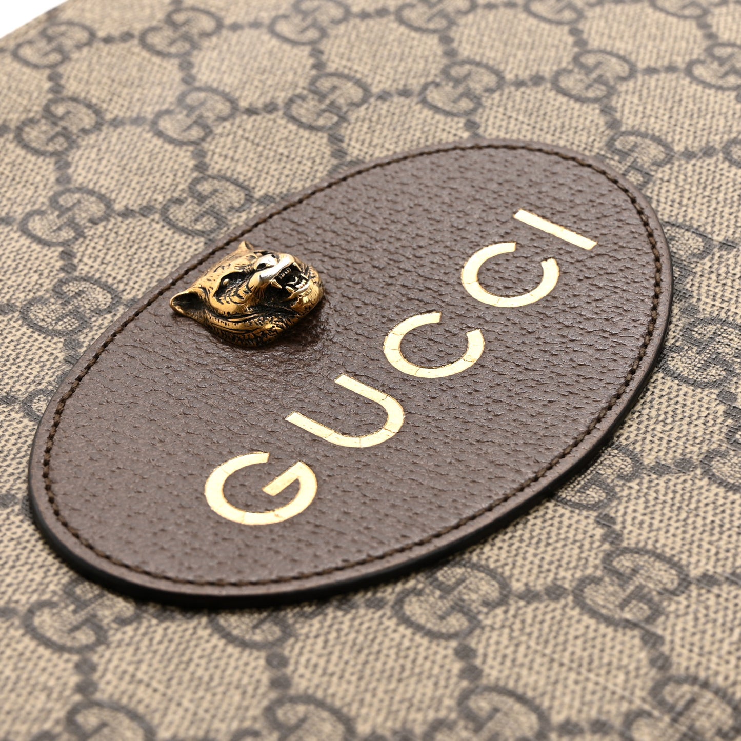 GG Supreme Monogram Neo Vintage Zip Wristlet Pouch Beige New Acero Crop