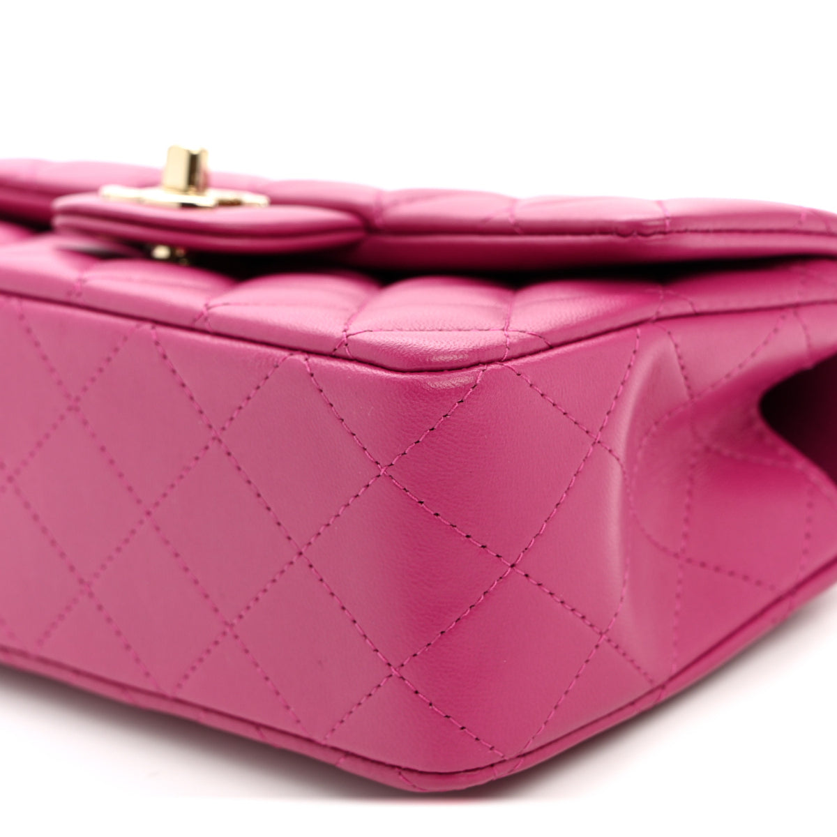 Chanel Lambskin Quilted Mini Top Handle Rectangular Flap Dark Pink 10 of 11