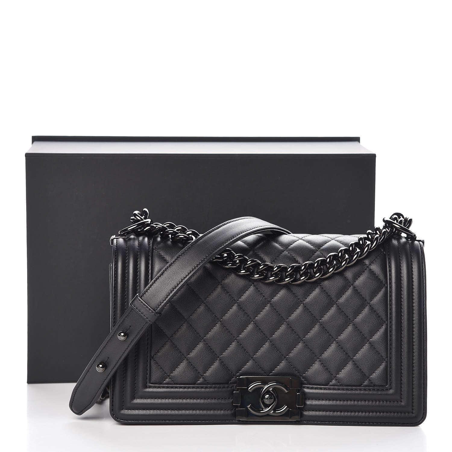 Chanel Calfskin Quilted Medium Boy Flap So Black 10 of 10