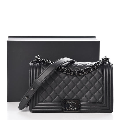 Chanel Calfskin Quilted Medium Boy Flap So Black 10 of 10