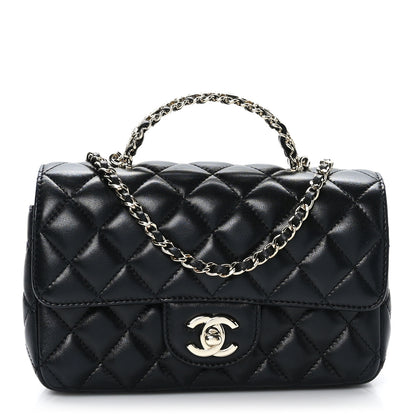 Chanel Lambskin Quilted Mini Crystal Top Handle Rectangular Flap Black 1 of 9