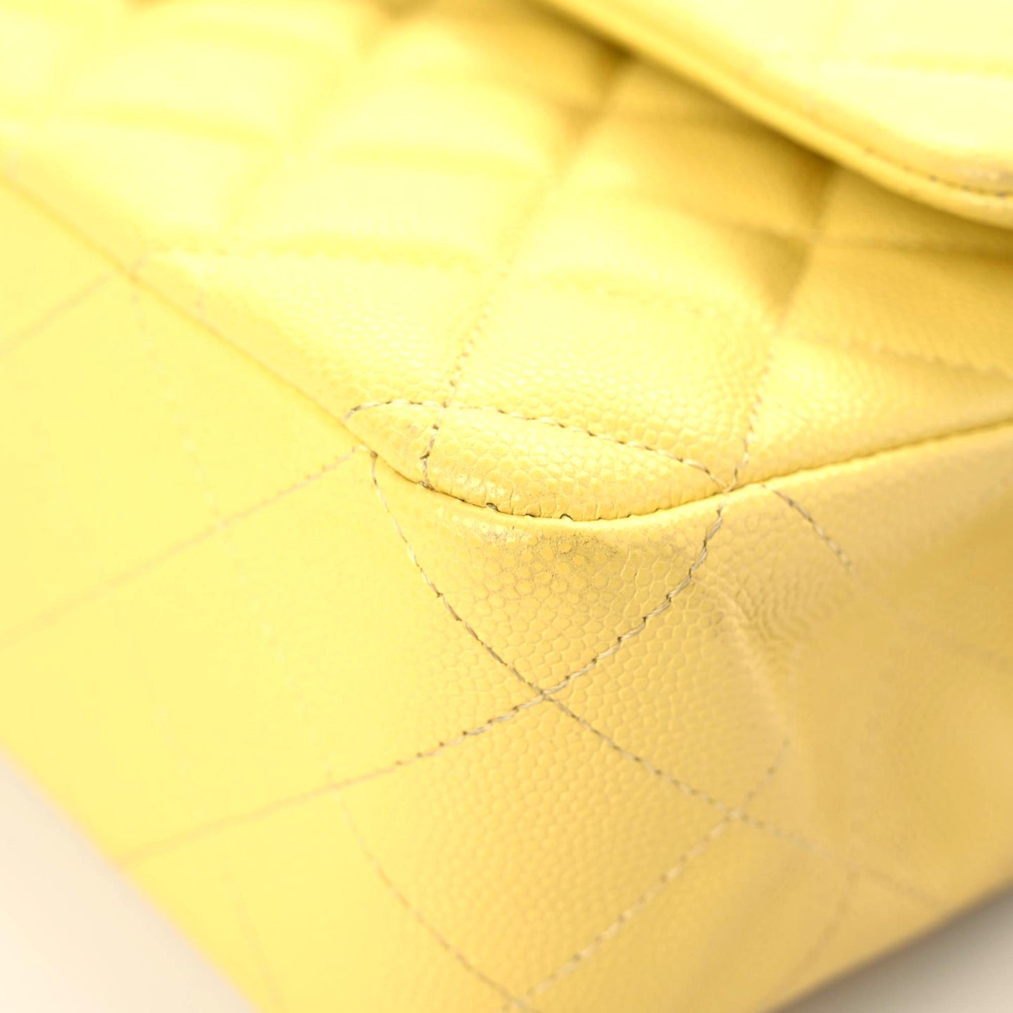 Caviar Quilted Medium Double Flap Yellow