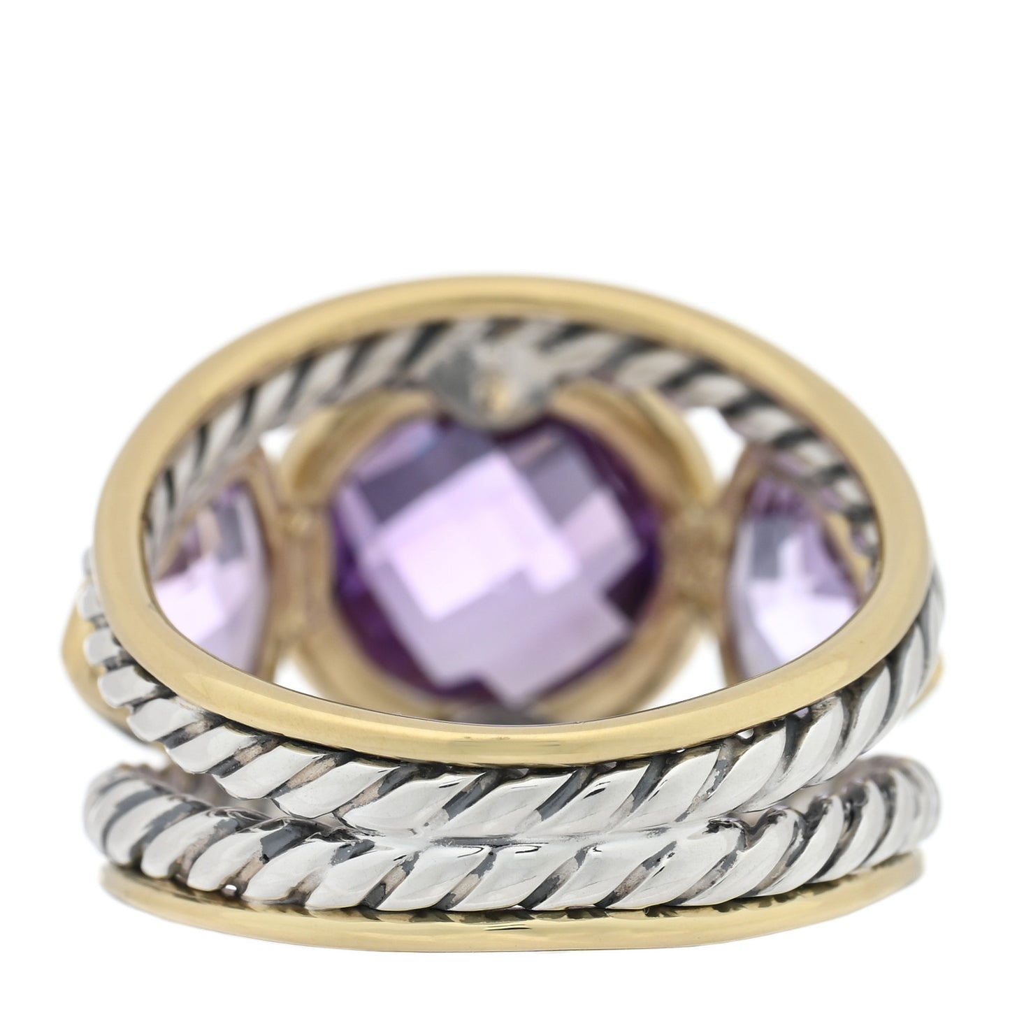 Sterling Silver 18K Yellow Gold Amethyst Renaissance Ring 53 6.5