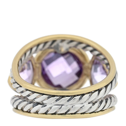 David Yurman Sterling Silver 18K Yellow Gold Amethyst Renaissance Ring 53 6.5 3 of 5