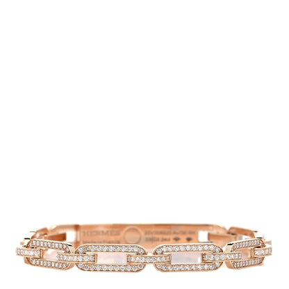 Hermes 18K Yellow Gold Diamond Full Pave PM Kelly Chaine Bracelet SH 3 of 5