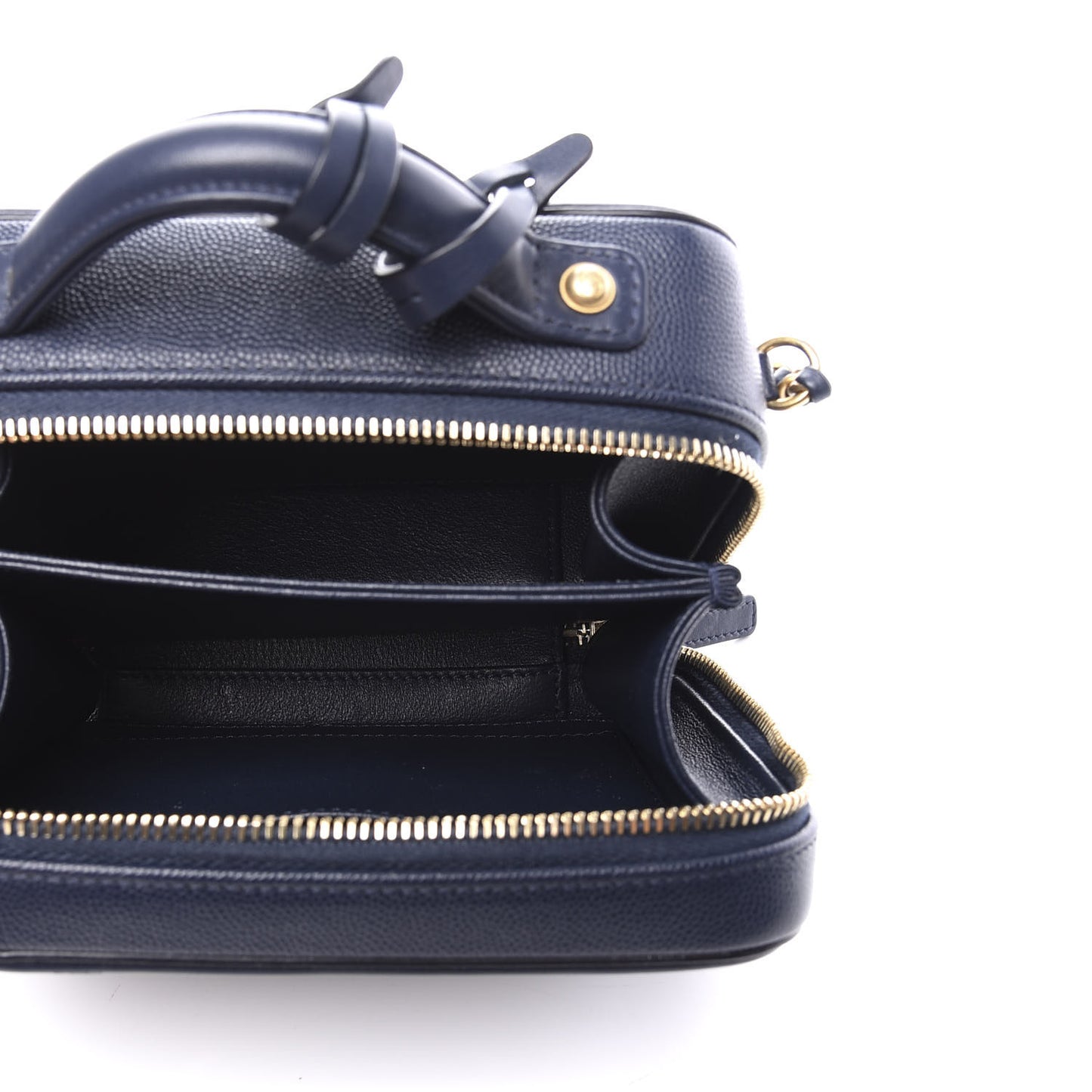 Caviar Quilted Small CC Filigree Vanity Case Navy