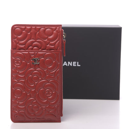 Chanel Caviar Camellia Embossed Classic Flat Wallet Pouch Red 8 of 8