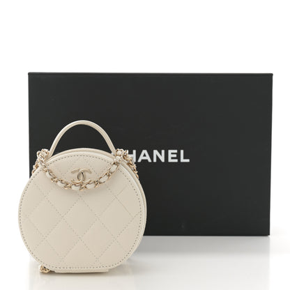 Chanel Caviar Quilted Round Handle With Care Vanity With Chain White 12 of 12