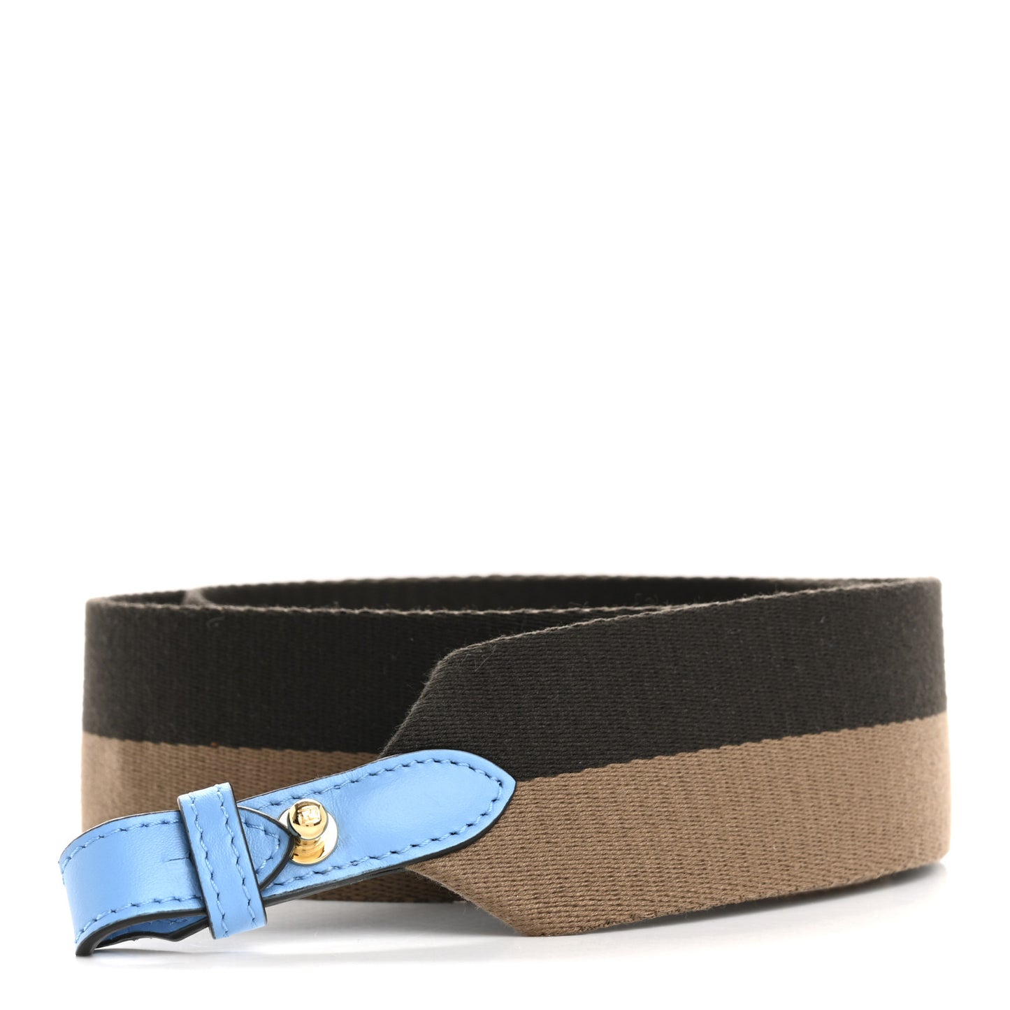 Jacquard Ribbon Vitello King Mini Flat Baguette Strap You Moro Sand Blue