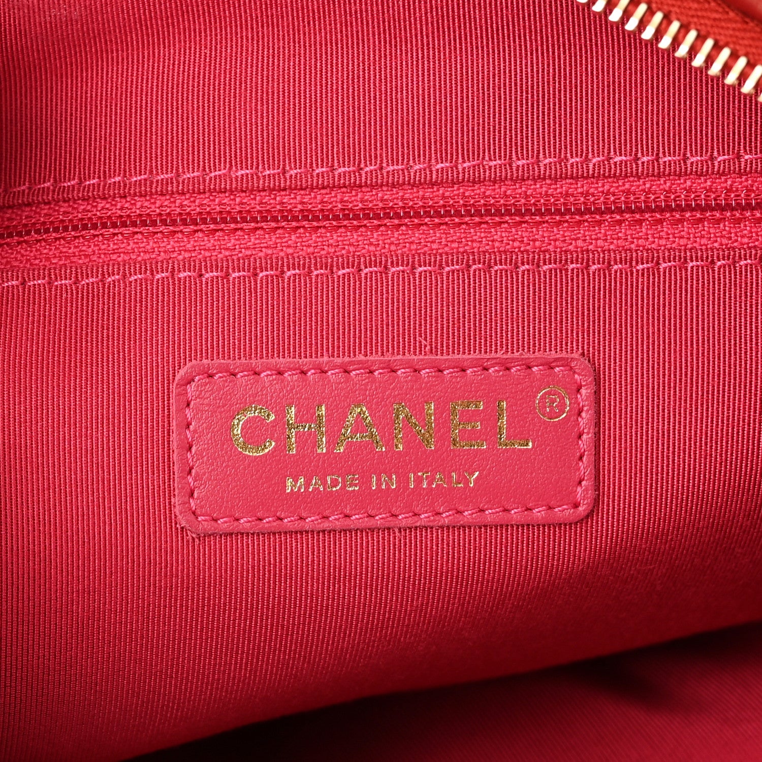 Chanel Calfskin Quilted Coco Shelter Bowling Bag Dark Pink Red 7 of 9