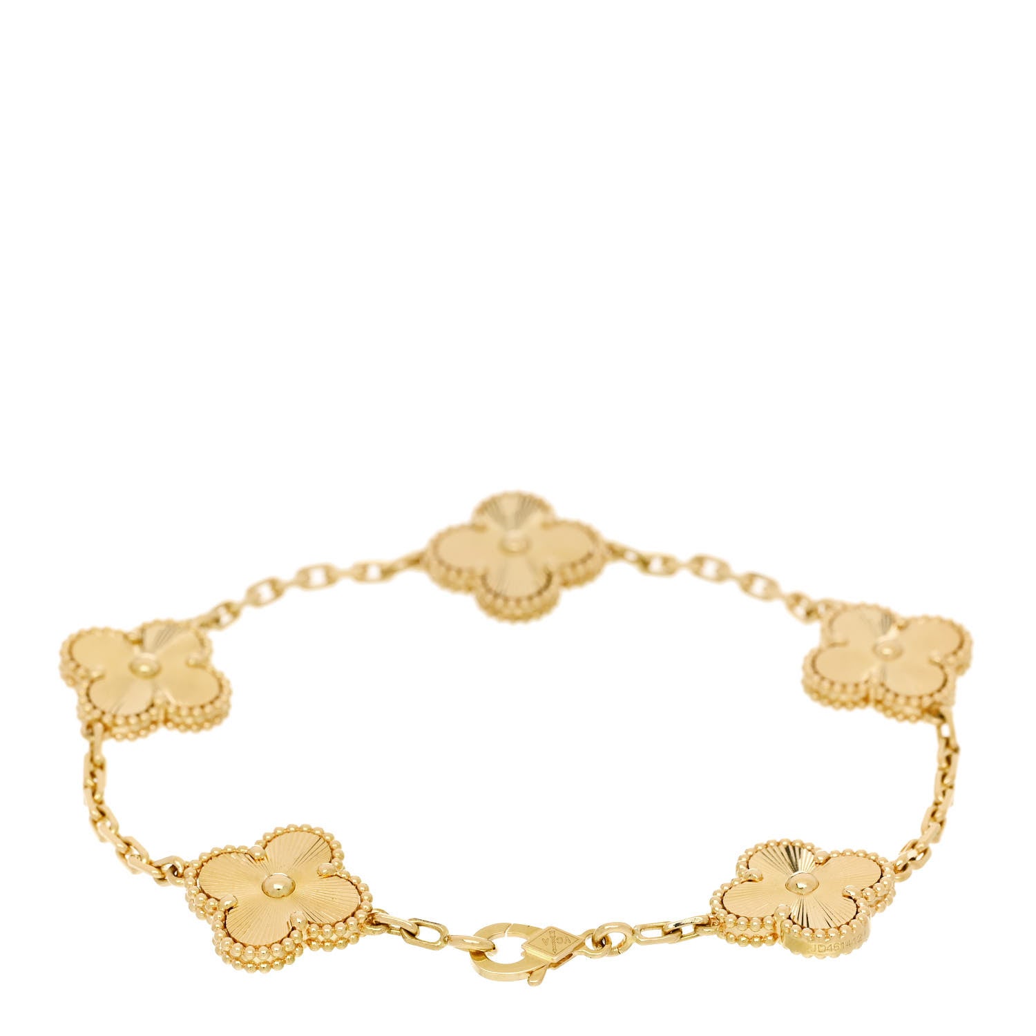 Van Cleef & Arpels 18K Yellow Gold 5 Motifs Guilloche Vintage Alhambra Bracelet 2 of 5