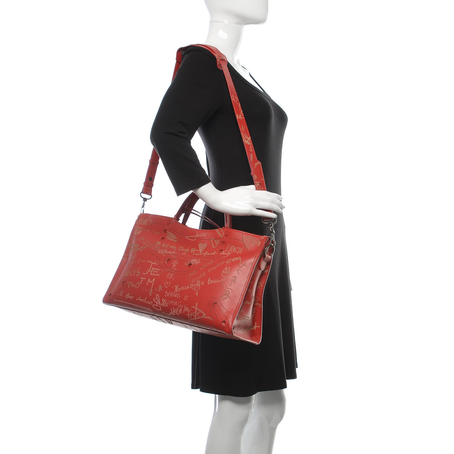 Balenciaga Calfskin Love Perforated Blackout Hardware City Rouge Profond 2 of 16