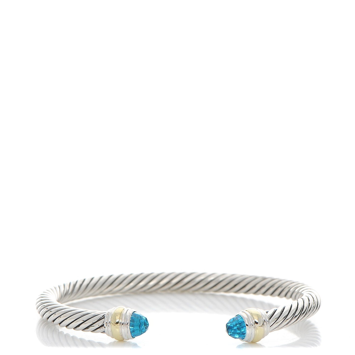 Sterling Silver 14K Yellow Gold Blue Topaz 5mm Cable Classics Bracelet