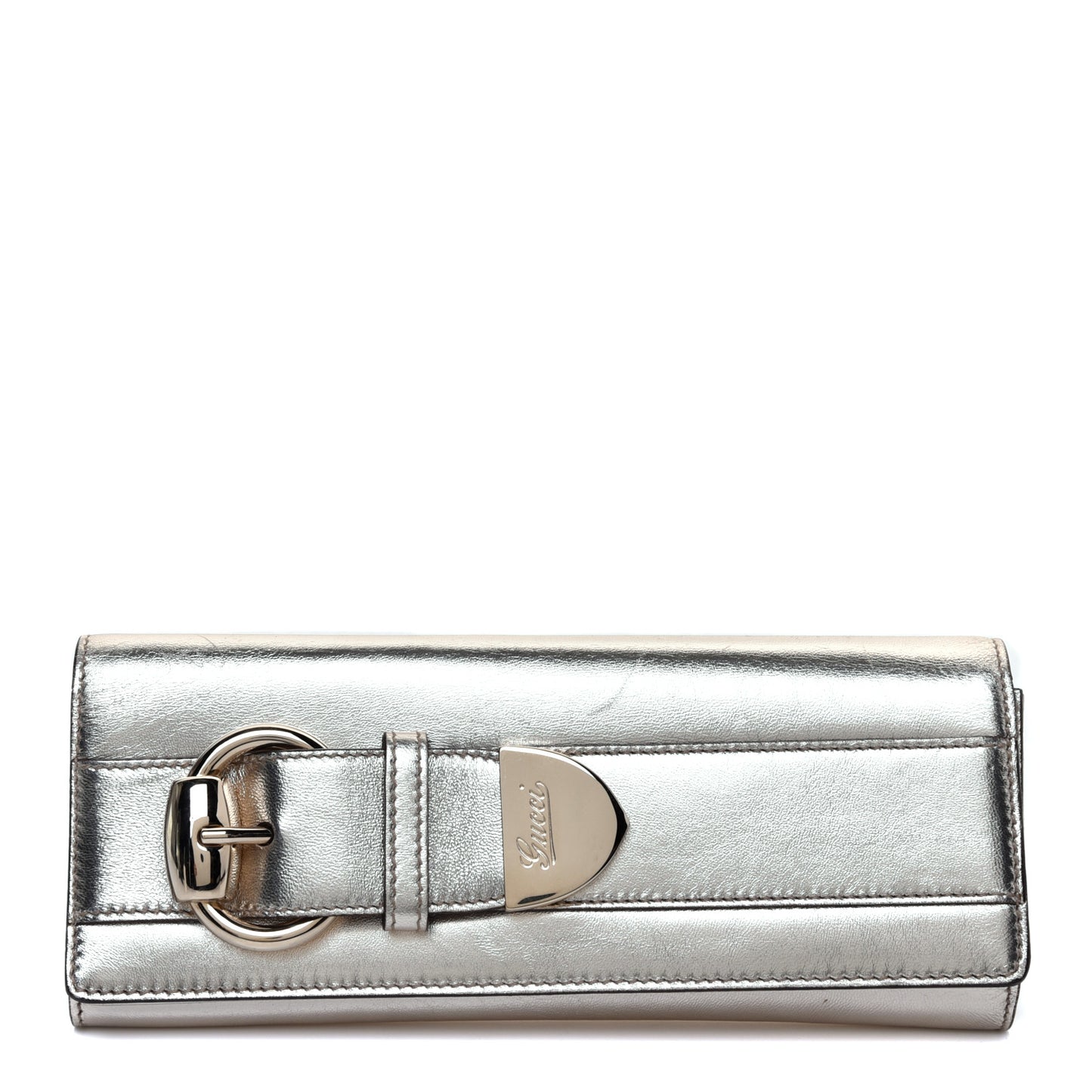 Metallic Calfskin Romy Clutch Silver