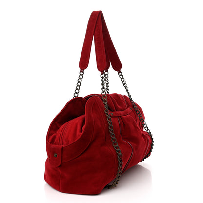 Christian Louboutin Suede Chain Shoulder Bag Red 2 of 11