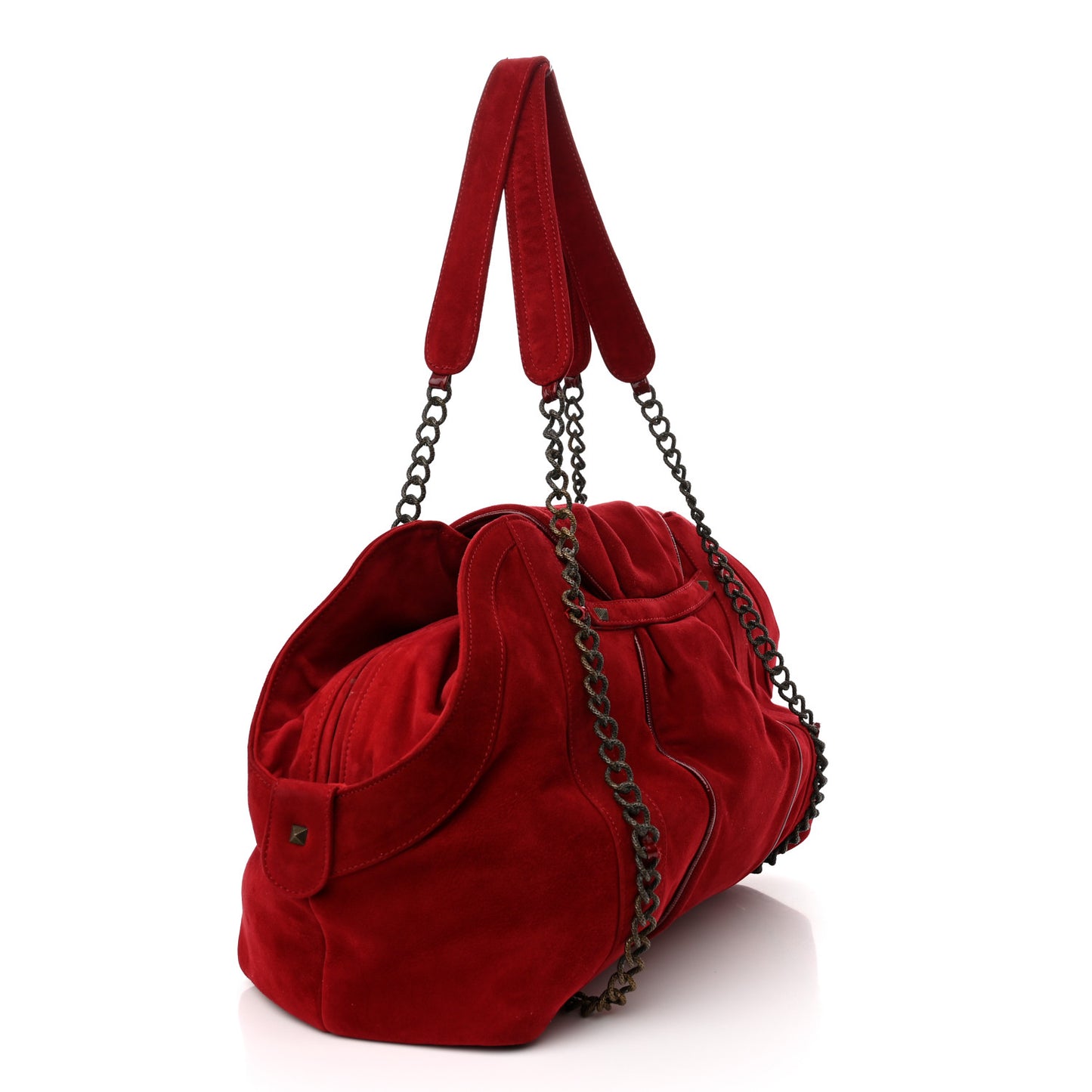 Suede Chain Shoulder Bag Red