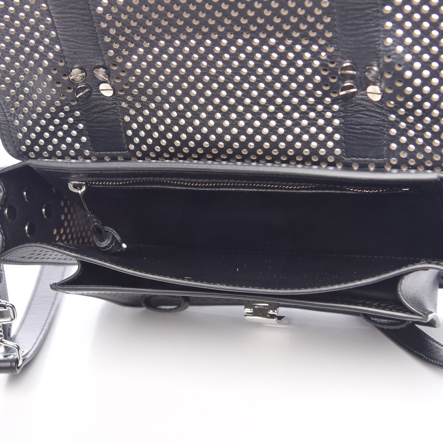 Proenza Schouler Lambskin Perforated Tiny PS1 Satchel Black 4 of 9