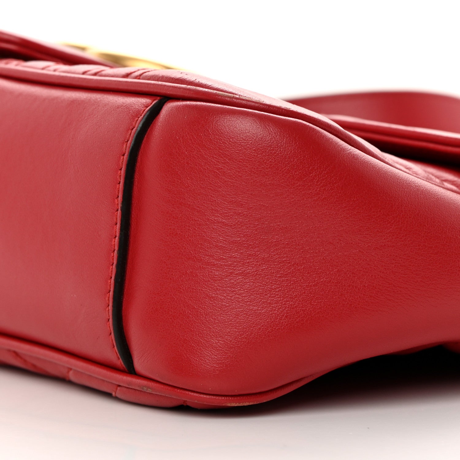 Gucci Calfskin Matelasse Small GG Marmont Shoulder Bag Hibiscus Red 10 of 16