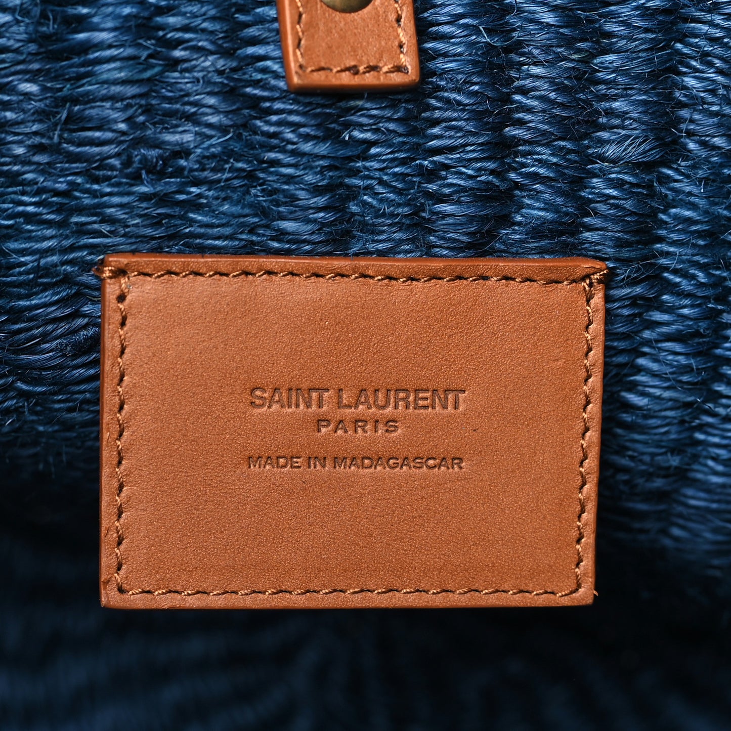 Raffia Calfskin Medium Panier Tote Blue