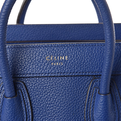 Celine Drummed Calfskin Nano Luggage Indigo 9 of 9