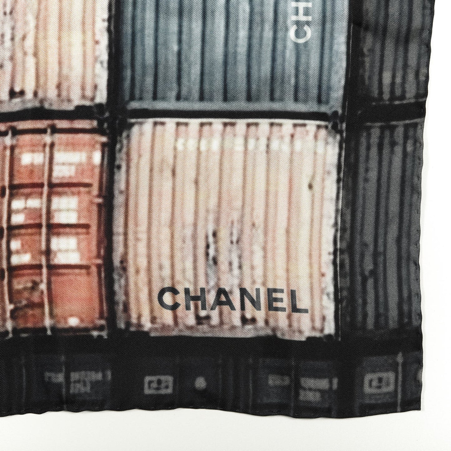 Silk Shipping Container CC Square Scarf Black Multicolor