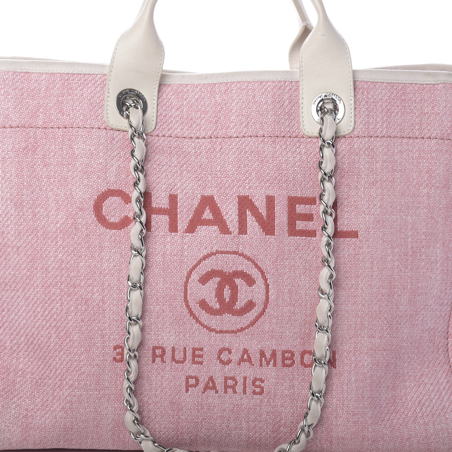 Chanel Canvas Medium Deauville Tote Pink 10 of 10