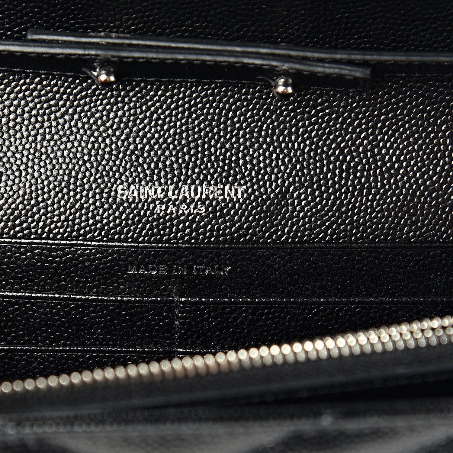 Saint Laurent Grain De Poudre Matelasse Chevron Monogram Chain Wallet Black 5 of 10