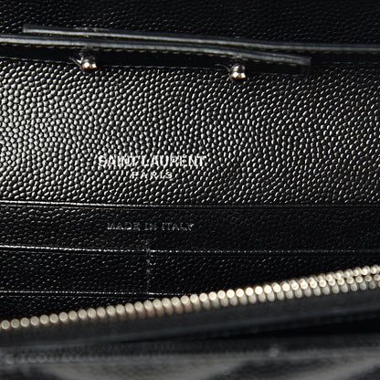 Saint Laurent Grain De Poudre Matelasse Chevron Monogram Chain Wallet Black 5 of 10