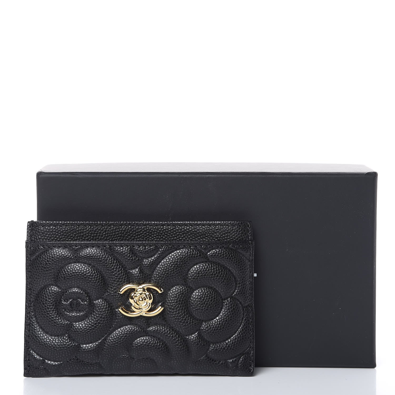 Chanel Caviar Camellia Embossed Card Holder Black 9 of 9