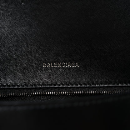 Balenciaga Shiny Box Calfskin Monochrome Small Hourglass Top Handle Bag Black 6 of 11