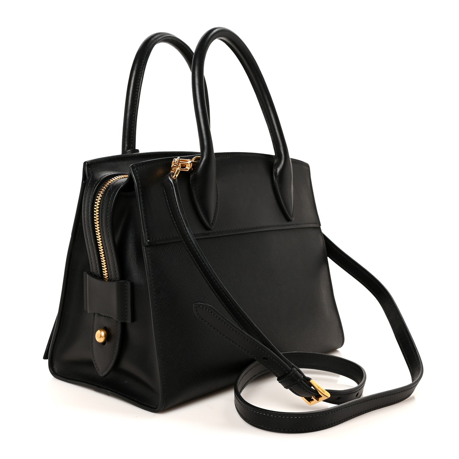 Prada Saffiano City Calfskin Small Esplanade Black 3 of 10