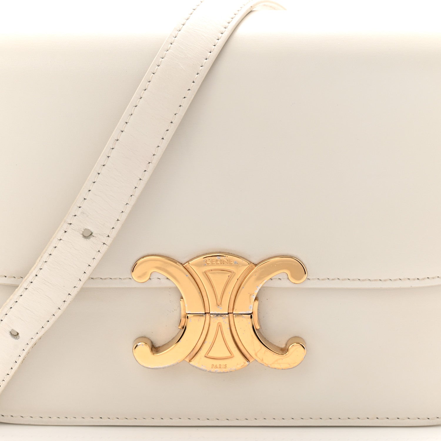 Celine Shiny Calfskin Teen Triomphe Arctic White 1828201