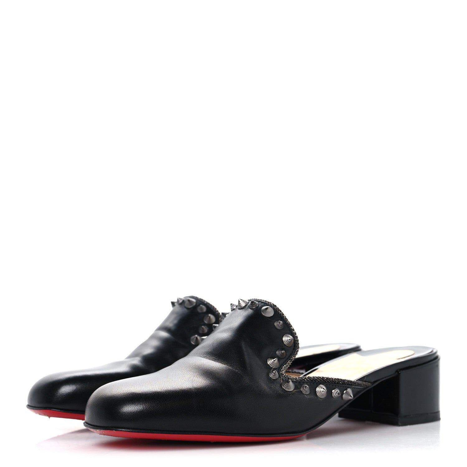 Christian Louboutin Patent Shiny Nappa Spikes Sun 35 Mules 38.5 Version Black 4 of 9