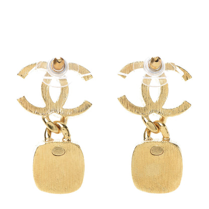 Chanel Metal Natural Stones CC Drop Earrings Gold 3 of 4