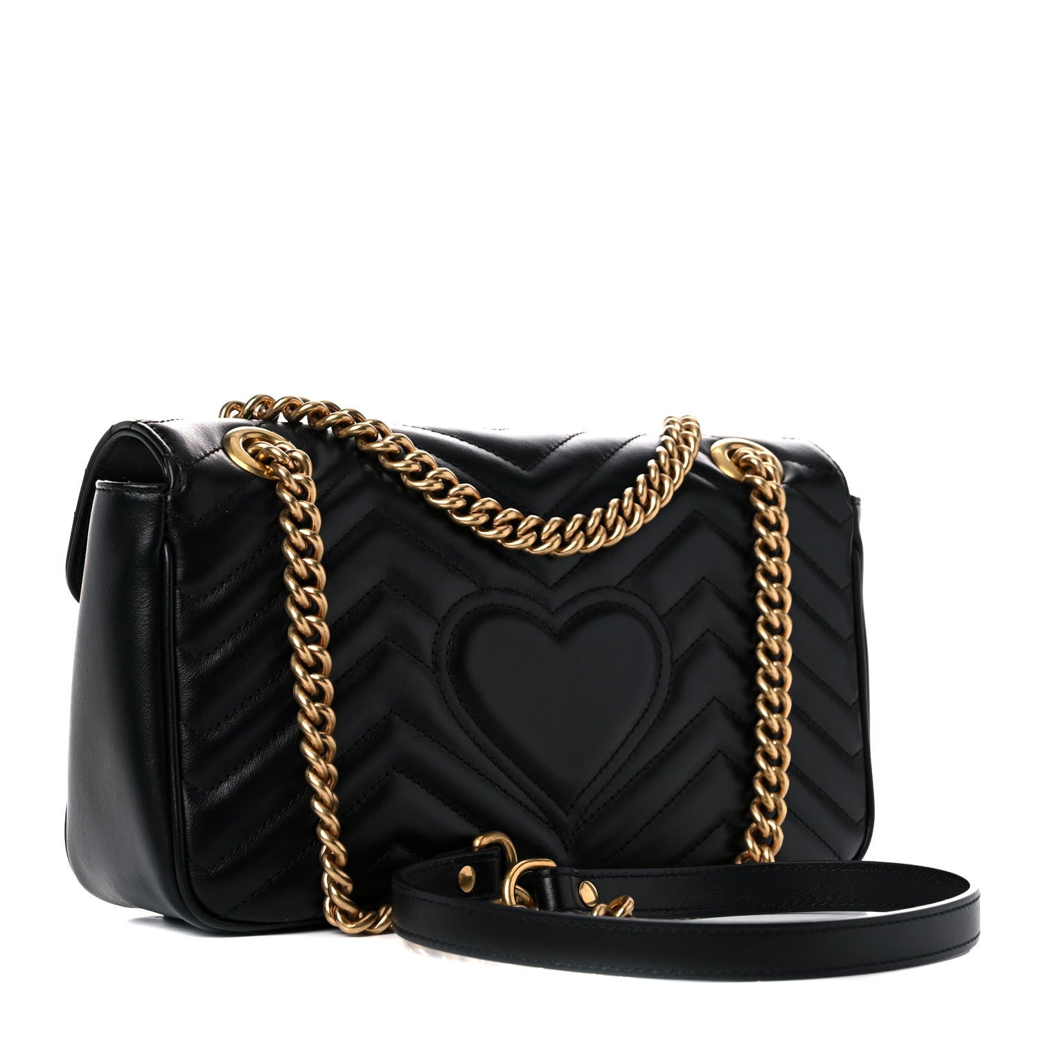 Gucci Calfskin Matelasse Small GG Marmont Shoulder Bag Black 3 of 15