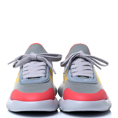 Hermes Knit Suede Goatskin Womens Crew Sneakers 35.5 Multicolor Gris Orange 2 of 5
