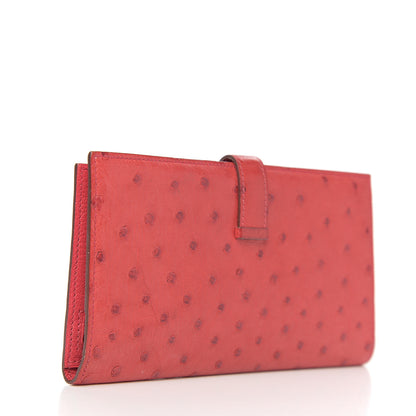 Hermes Ostrich Bearn Wallet Bougainvillea 2 of 7