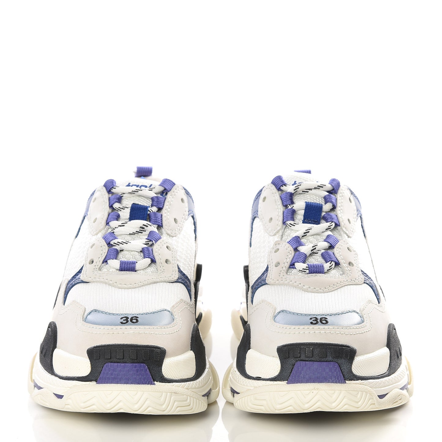 Mesh Nubuck Womens Triple S Sneakers 36 White Bleu Violet