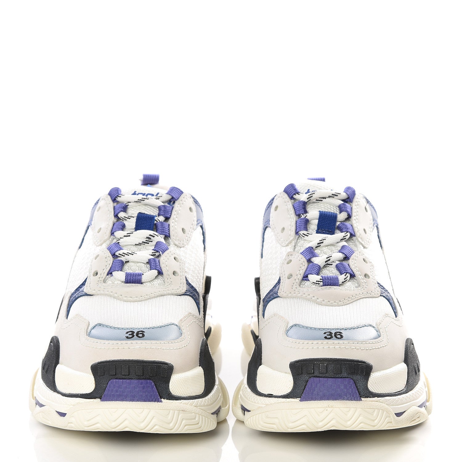 Balenciaga Mesh Nubuck Womens Triple S Sneakers 36 White Bleu Violet 3 of 10