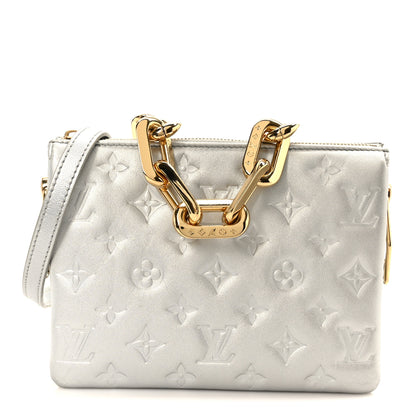 Louis Vuitton Metallic Lambskin Embossed Monogram Coussin BB Silver 9 of 11