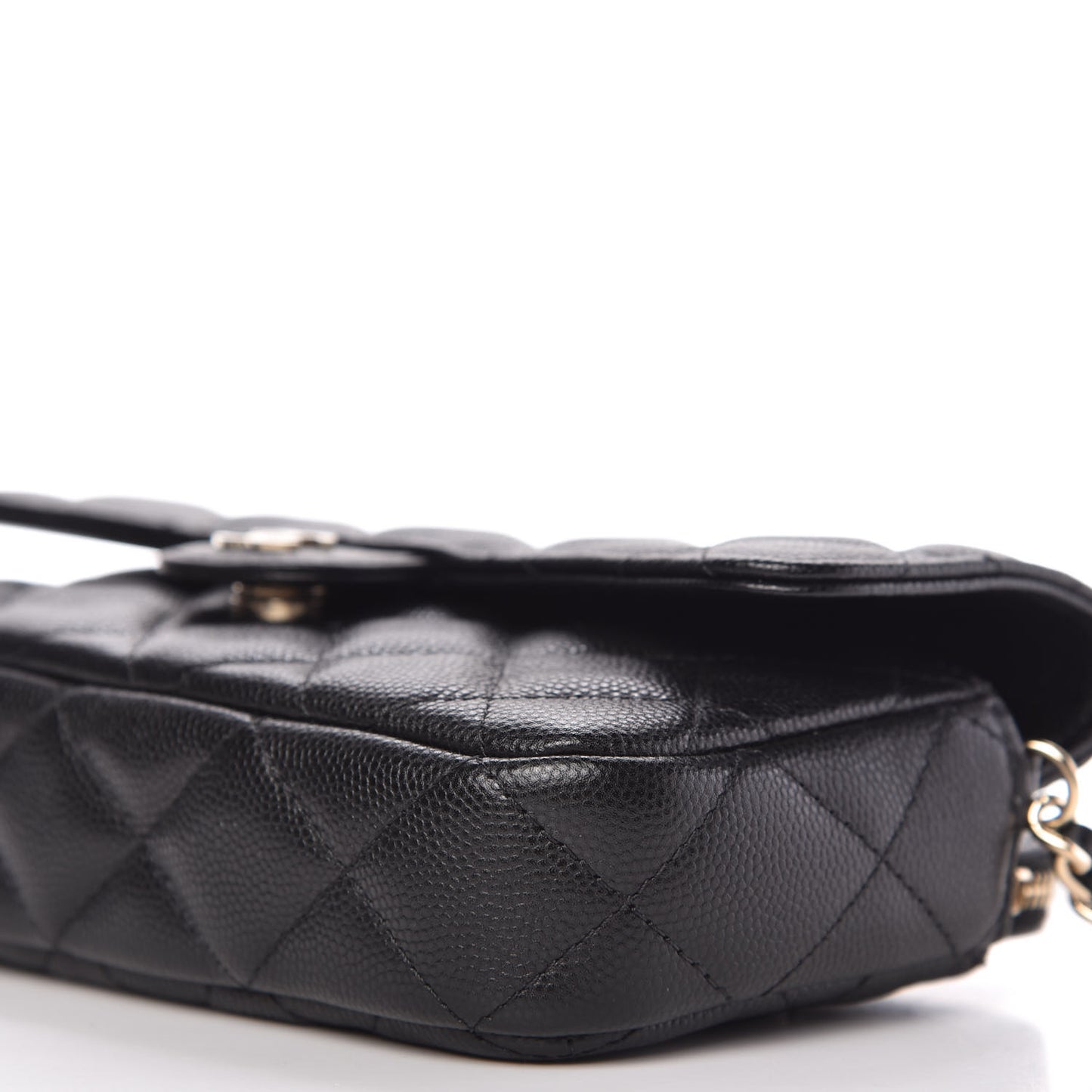 Caviar Quilted Flap Phone Holder With Chain Black