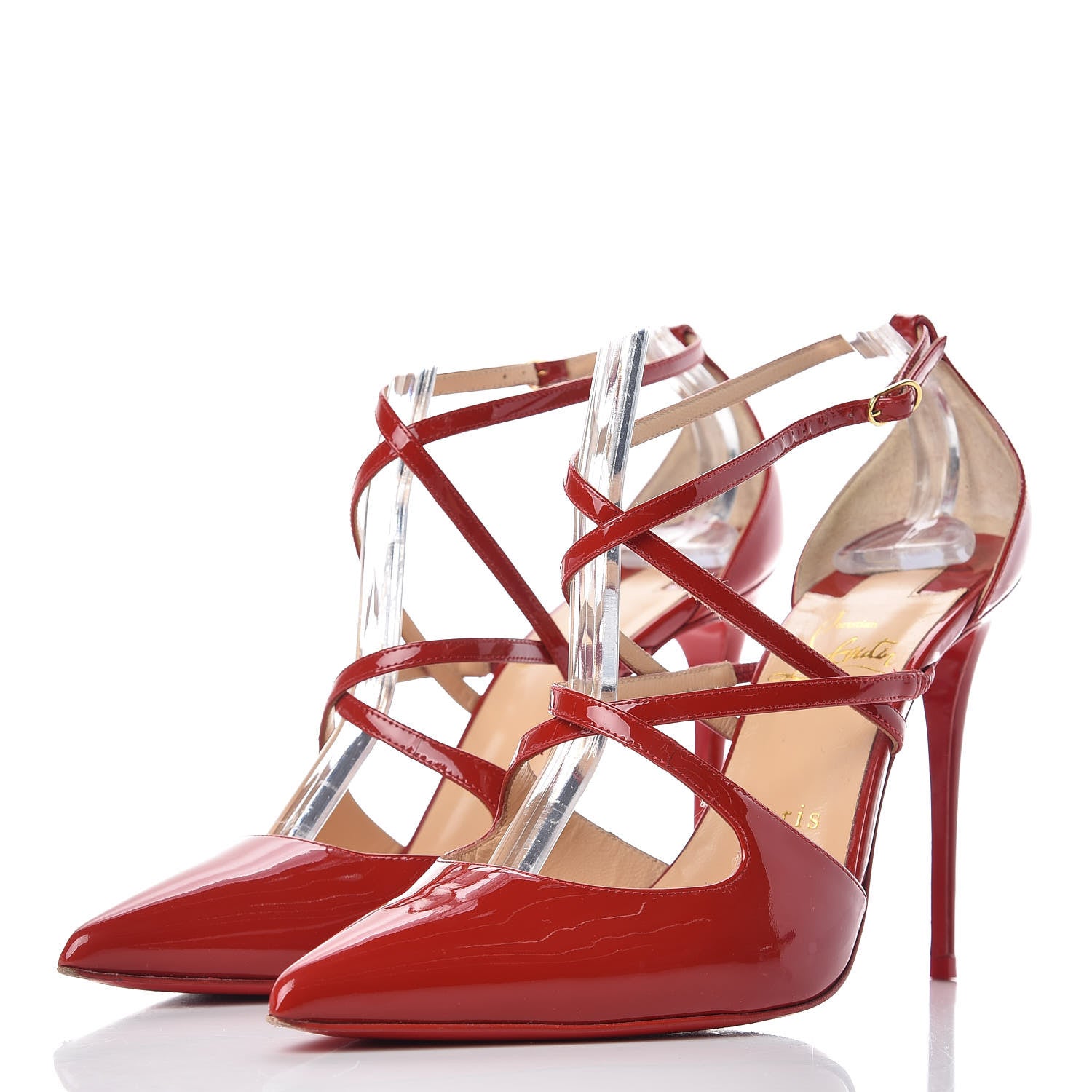 Christian Louboutin Patent Crossfliketa 100 Pumps 37.5 Flamenco 3 of 15