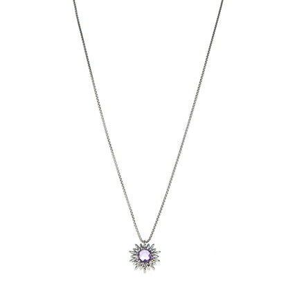 David Yurman Sterling silver Amethyst 7mm Starburst Pendant Necklace 1 of 14