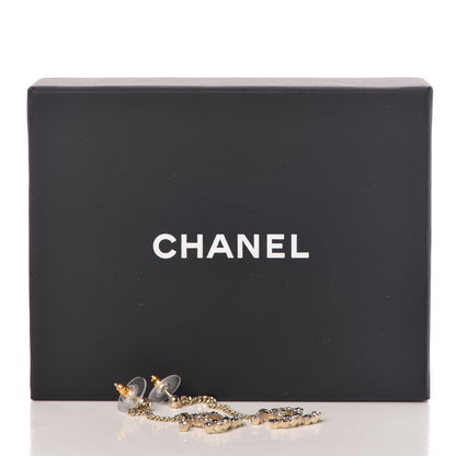 Chanel Crystal CC Drop Earrings Pink Grey Gold 3 of 3