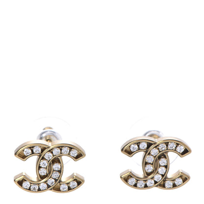 Chanel Crystal CC Earrings Gold 1 of 5