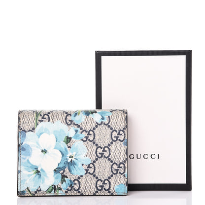 Gucci GG Supreme Monogram Blooms Card Case Beige Blue Navy Hibiscus Red 8 of 8