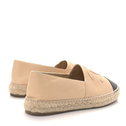 Chanel Lambskin CC Espadrilles 39 Beige Black 4 of 8