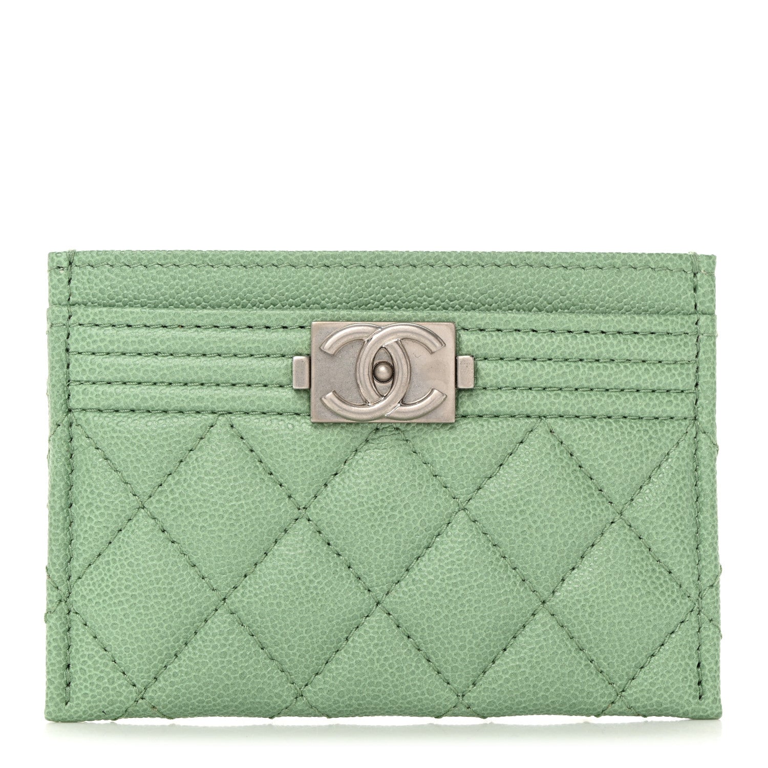 Chanel Caviar Quilted Boy Card Holder Light Green 1 of 9